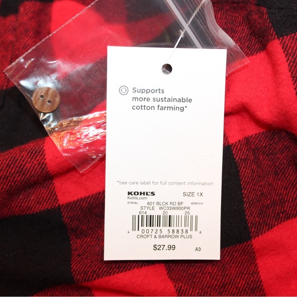 Croft & Barrow Buffalo plaid flannel shirt (women’s 1X) (NWT) - Picture 9 of 10